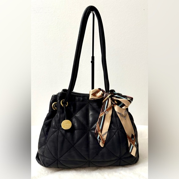 Furla Black Quilted Shoulder Bag. EUC! - Picture 1 of 9